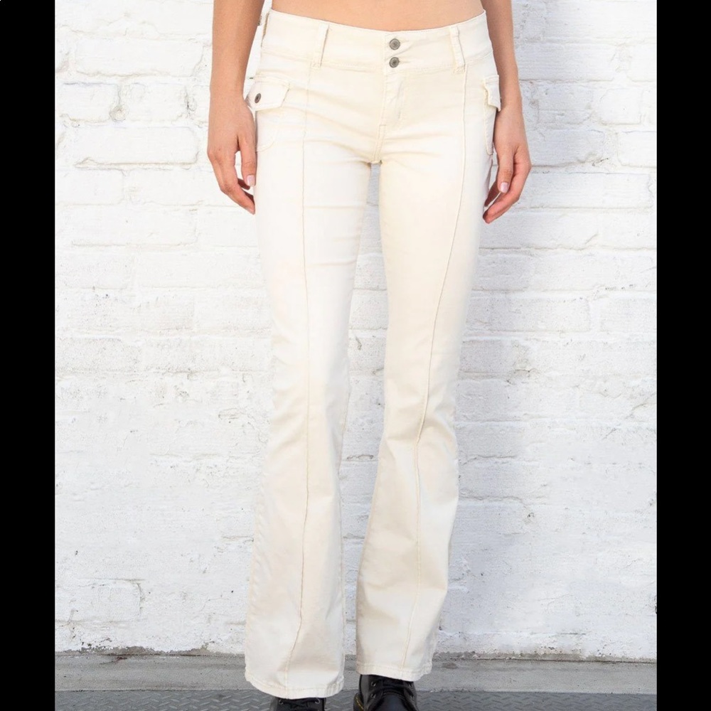 brandy melville white/cream agatha flare pants